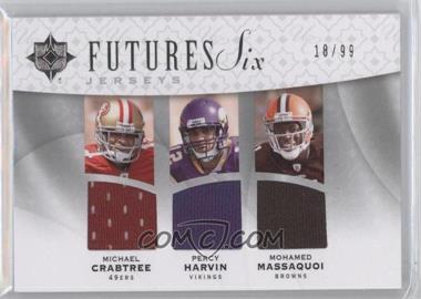 2009 Upper Deck Ultimate Collection - Ultimate Futures Six Jerseys #F6J-4 - Michael Crabtree, Percy Harvin, Mohamed Massaquoi, Juaquin Iglesias, Jeremy Maclin, Darrius Heyward-Bey /99