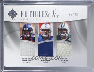 2009 Upper Deck Ultimate Collection - Ultimate Futures Six Jerseys #F6J-6 - Knowshon Moreno, Donald Brown, Shonn Greene, Chris "Beanie" Wells, LeSean McCoy, Andre Brown /99