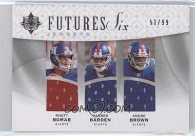 2009 Upper Deck Ultimate Collection - Ultimate Futures Six Jerseys #F6J-8 - Rhett Bomar, Ramses Barden, Andre Brown, Nate Davis, Glen Coffee, Michael Crabtree /99