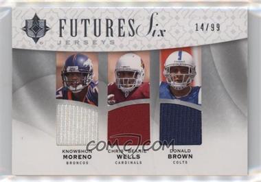 2009 Upper Deck Ultimate Collection - Ultimate Futures Six Jerseys #F6J-9 - Knowshon Moreno, Chris "Beanie" Wells, Donald Brown, Darrius Heyward-Bey, Michael Crabtree, Percy Harvin /99