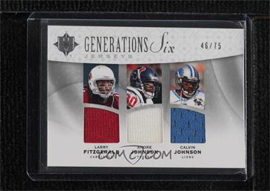 2009 Upper Deck Ultimate Collection - Ultimate Generations Six Jerseys #G6J-11 - Larry Fitzgerald, Andre Johnson, Calvin Johnson, Jeremy Maclin, Mohamed Massaquoi, Kenny Britt /75