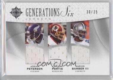 2009 Upper Deck Ultimate Collection - Ultimate Generations Six Jerseys #G6J-8 - Adrian Peterson, Clinton Portis, Marion Barber III, Knowshon Moreno, Chris "Beanie" Wells, Donald Brown /35