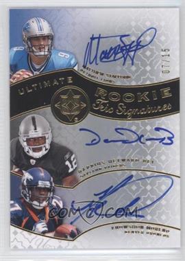 2009 Upper Deck Ultimate Collection - Ultimate Rookie Trio Signatures #TR-SMH - Matthew Stafford, Darrius Heyward-Bey, Knowshon Moreno /15