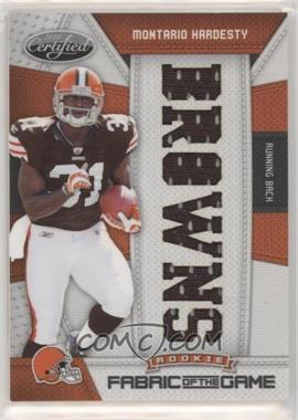 2010 Certified - Rookie Fabric of the Game - Die-Cut Team Name #20 - Montario Hardesty /25