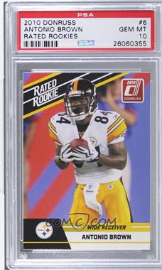 2010 Donruss Rated Rookie - Box Set [Base] #6 - Antonio Brown [PSA 10 GEM MT]