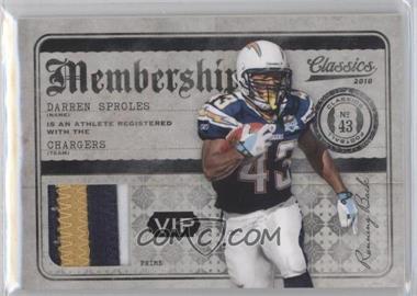 2010 Panini Classics - Membership - VIP Jerseys Prime #10 - Darren Sproles /50