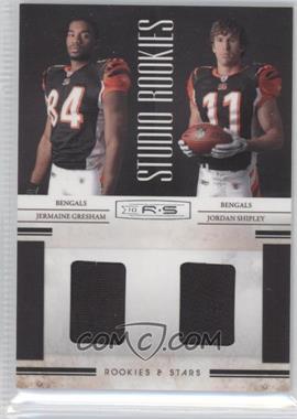 2010 Panini Rookies & Stars - Studio Rookies Combos - Materials #5 - Jermaine Gresham, Jordan Shipley /299