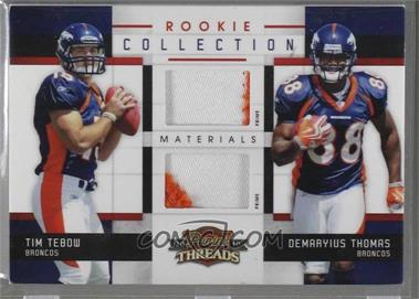 2010 Panini Threads - Rookie Collection Combos Materials - Prime #2 - Tim Tebow, Demaryius Thomas /25 [Noted]