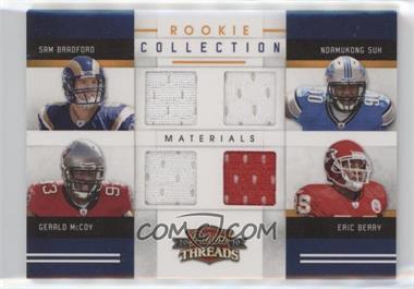 2010 Panini Threads - Rookie Collection Quad Materials #1 - Sam Bradford, Eric Berry, Gerald McCoy, Ndamukong Suh /299