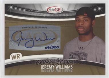 2010 Sage - Autographs - Gold #A-54 - Jeremy williams /200