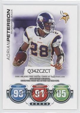 2010 Topps Attax - Code Cards #_ADPE - Adrian Peterson