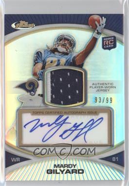 2010 Topps Finest - [Base] - Rookie Patch Autographs Refractor #32 - Mardy Gilyard /99