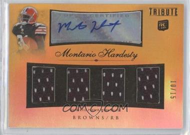 2010 Topps Tribute - Autographed Quad Relics - Gold Rainbow #AQR-MHA - Montario Hardesty /15