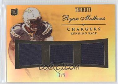 2010 Topps Tribute - Triple Relics - Gold Rainbow #TR-RM - Ryan Mathews /5