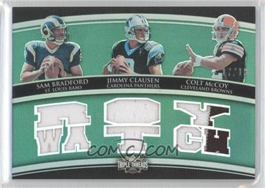 2010 Topps Triple Threads - Relic Combos - Emerald #TTRC-50 - Sam Bradford, Jimmy Clausen, Colt McCoy /18