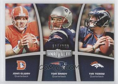 2010 Topps Unrivaled - Trios #UN-EBT - Tim Tebow, John Elway, Tom Brady /299