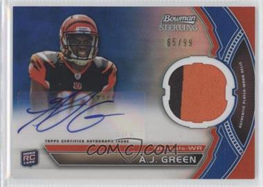 2011 Bowman Sterling - Autograph Relics - Blue Refractor #BSAR-AJG - A.J. Green /99