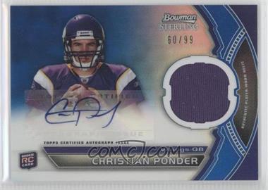 2011 Bowman Sterling - Autograph Relics - Blue Refractor #BSAR-CP - Christian Ponder /99