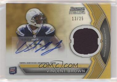 2011 Bowman Sterling - Autograph Relics - Gold Refractor #BSAR-VB - Vincent Brown /25 [EX to NM]