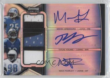 2011 Bowman Sterling - Triple Autograph Patch Relics #BSTAP-LYF - Mikel Leshoure, Titus Young, Nick Fairley /5