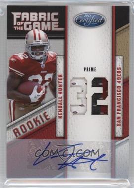 2011 Certified - Rookie Fabric of the Game - Die-Cut Jersey Number Prime Signatures #10 - Kendall Hunter /25