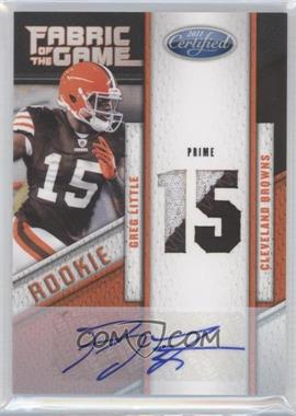 2011 Certified - Rookie Fabric of the Game - Die-Cut Jersey Number Prime Signatures #8 - Greg Little /25