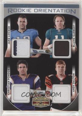 2011 Panini Gridiron Gear - Rookie Orientation Quad Materials - Prime #2 - Blaine Gabbert, Christian Ponder, Jake Locker, Andy Dalton /25