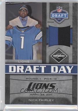 2011 Panini Limited - Draft Day Materials - Limited Jerseys Prime #9 - Nick Fairley /50