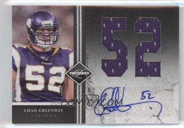 2011 Panini Limited - Jumbo Materials - Jersey Numbers Signatures #29 - Chad Greenway /10