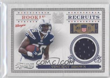 2011 Panini Timeless Treasures - Rookie Recruits Materials #16 - Vincent Brown /250