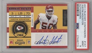 2011 Playoff Contenders - [Base] #147 - Rookie Ticket - Justin Houston [PSA 9 MINT]