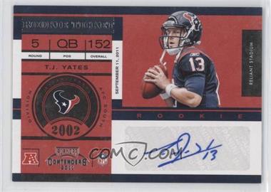 2011 Playoff Contenders - [Base] #181 - Rookie Ticket - T.J. Yates