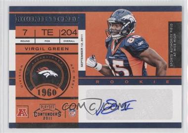 2011 Playoff Contenders - [Base] #186 - Rookie Ticket - Virgil Green