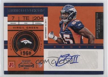 2011 Playoff Contenders - [Base] #186 - Rookie Ticket - Virgil Green