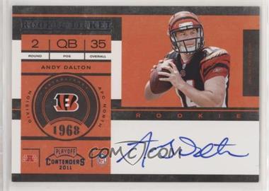 2011 Playoff Contenders - [Base] #225.2 - Rookie Ticket Variation - Andy Dalton (No "Riddell" on Helmet) /100