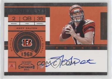 2011 Playoff Contenders - [Base] #225.2 - Rookie Ticket Variation - Andy Dalton (No "Riddell" on Helmet) /100