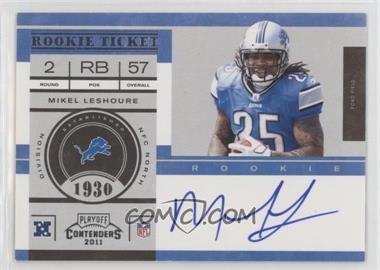 2011 Playoff Contenders - [Base] #229.2 - Rookie Ticket Variation - Mikel Leshoure (No NFL Shield on Glove) /250