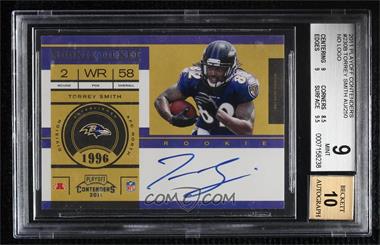 2011 Playoff Contenders - [Base] #230.2 - Rookie Ticket Variation - Torrey Smith (No "Riddell" on Helmet, No NFL Shield on Glove) /250 [BGS 9 MINT]