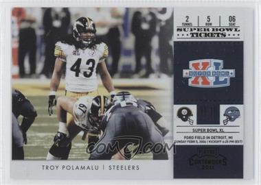 2011 Playoff Contenders - Super Bowl Tickets - Black #9 - Troy Polamalu /50