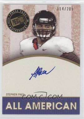 2011 Press Pass Legends - All American - Gold Autographs #AA-SP - Stephen Paea /205