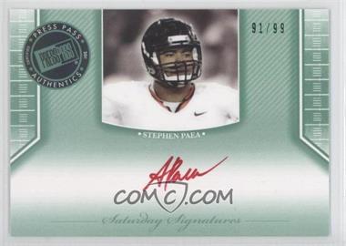 2011 Press Pass Legends - Saturday Signatures - Emerald Red Ink #SS-SP - Stephen Paea /99