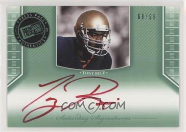 2011 Press Pass Legends - Saturday Signatures - Emerald Red Ink #SS-TR2 - Tony Rice /99