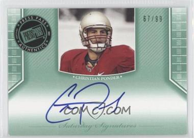 2011 Press Pass Legends - Saturday Signatures - Emerald #SS-CP - Christian Ponder /99