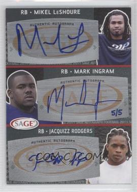2011 SAGE Autograph - Triple Autographs #T-1 - Mikel Leshoure, Mark Ingram, Jacquizz Rodgers /5