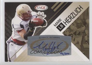 2011 SAGE Autograph Series - [Base] - Gold Autographs #A-15 - Mark Herzlich /200