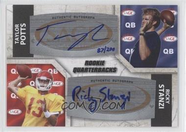 2011 SAGE Five Star - Dual Autographs #A-100 - Taylor Potts, Ricky Stanzi /200