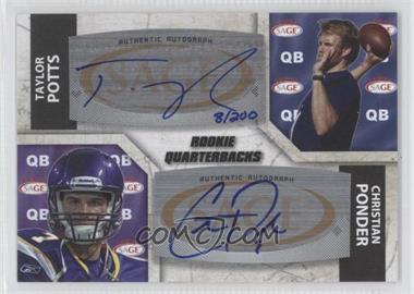 2011 SAGE Five Star - Dual Autographs #A-101 - Christian Ponder, Taylor Potts /200