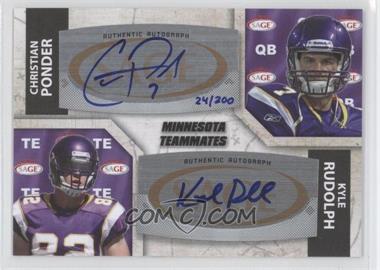 2011 SAGE Five Star - Dual Autographs #A-15 - Kyle Rudolph, Christian Ponder /200