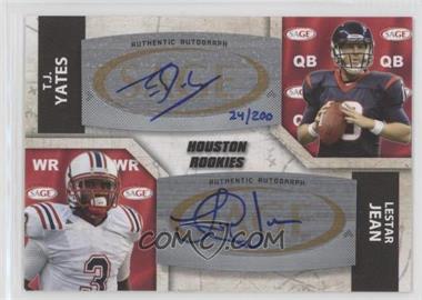 2011 SAGE Five Star - Dual Autographs #A-68 - T.J. Yates, Lestar Jean /200