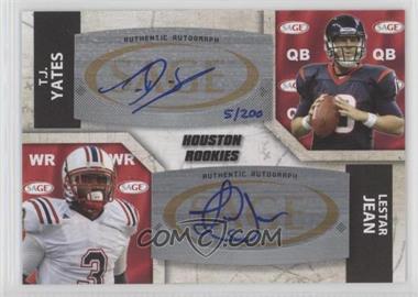 2011 SAGE Five Star - Dual Autographs #A-68 - T.J. Yates, Lestar Jean /200